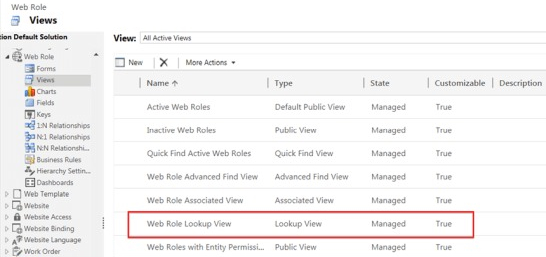 Web role lookup view